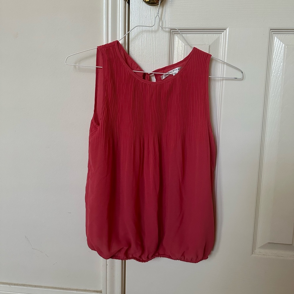 Pink Pleated Elastic Sleeveless Top by Max Studio XS